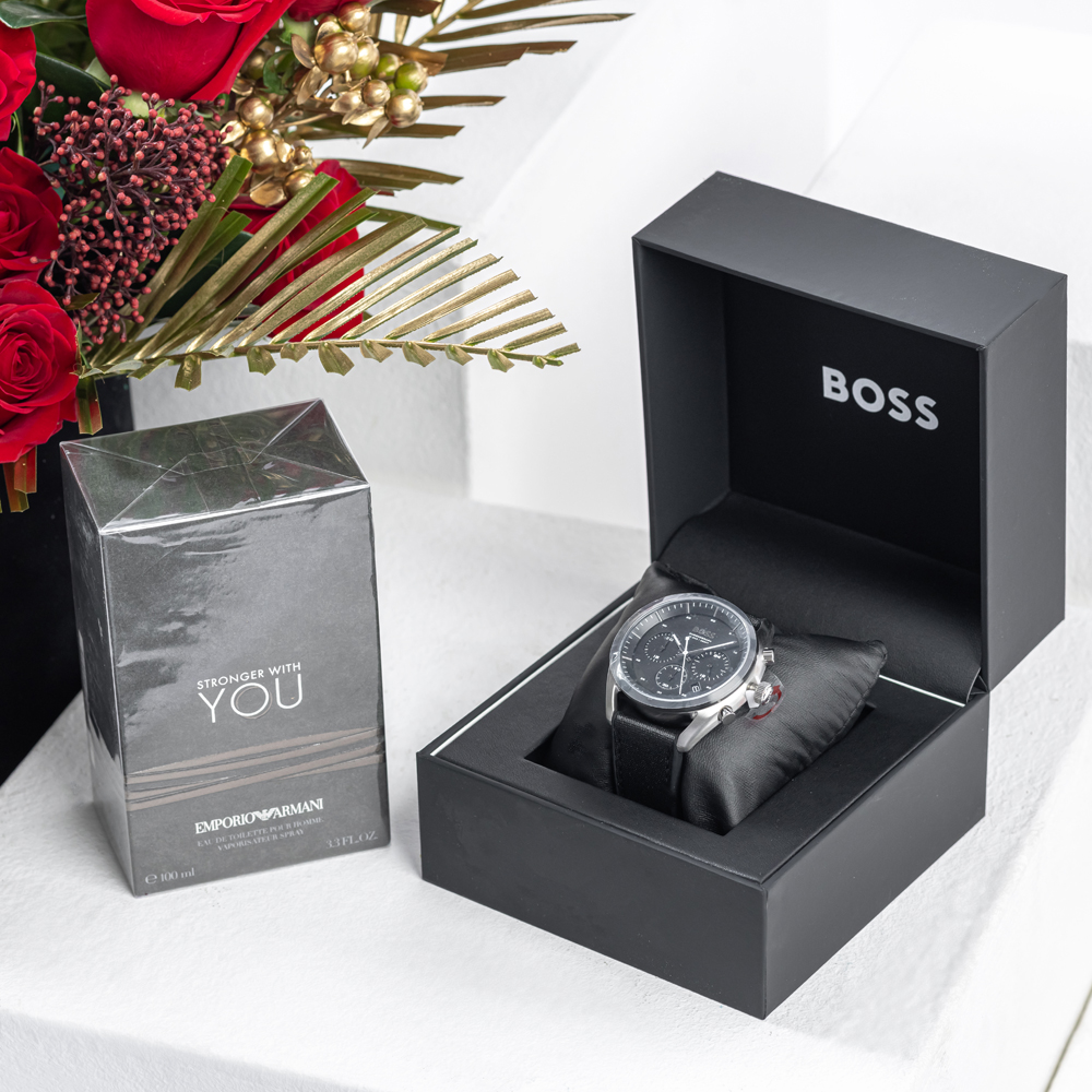 Boss Black Watch Emporio Armani Stronger with You Red Roses