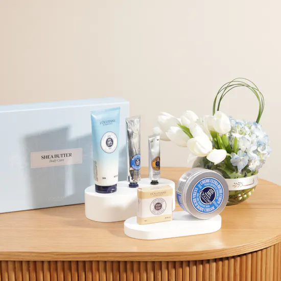 L'Occitane Shea Butter Body Care Set | Flower Vase