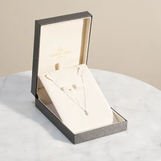 Gold Land Leaf Shape Diamond Necklace