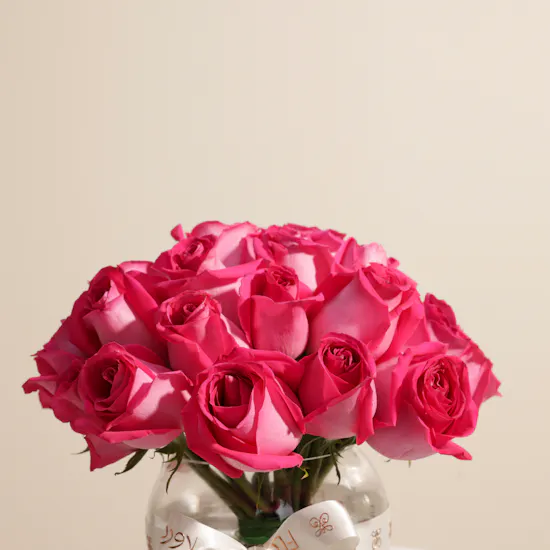 Fuchsia Splendor Vase | 25 Roses