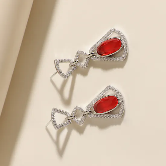 Floward Crimson Grace Silver Earrings