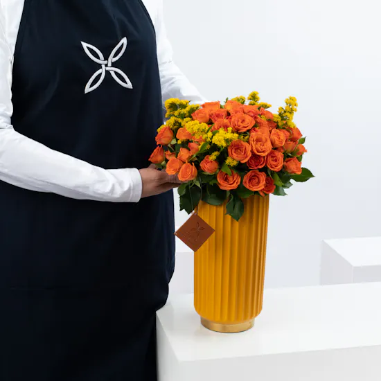 Orange Baby Roses | Ceramic Vase