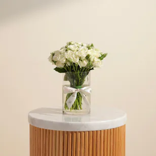 Pure White Baby Roses Vase | 18 Flowers Pure White Baby Roses Vase | 18 Flowers