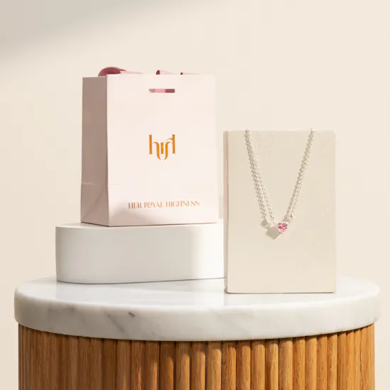 Hrh Pink Heart Gold Plated Necklace