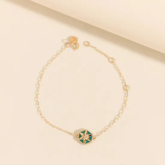 Midad Bahja Green Color Gold Bracelet