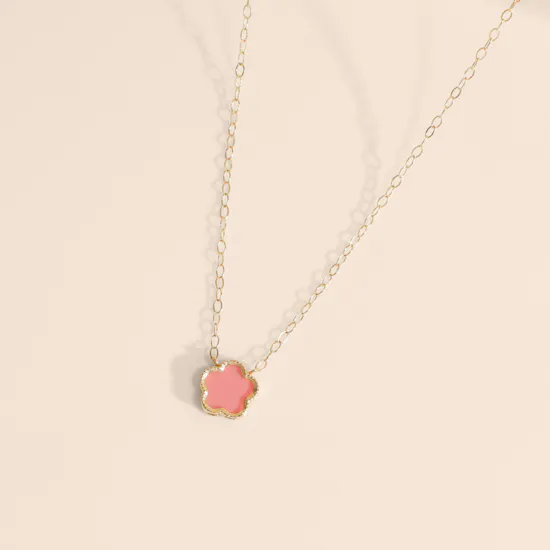Miss L by L’azurde Kids Pink Flower Colored Stones Necklace