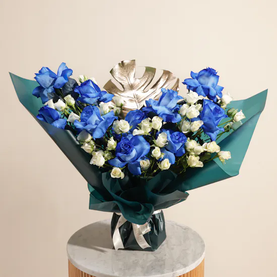 Azure & Ivory Harmony Flowers Bouquet