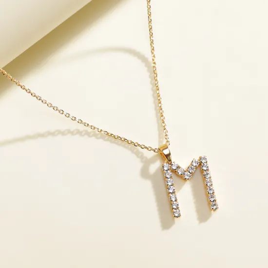 Caroline Svedbom Mini Letter M Crystal Necklace