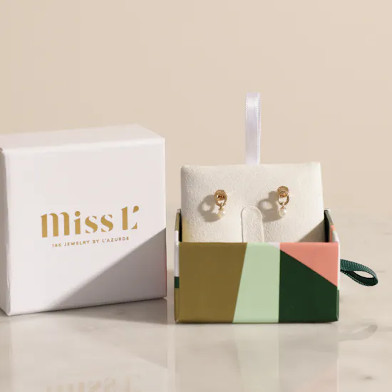Miss L' By L'azurde Pearl Drop Gold Earrings