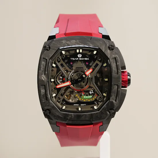 Tsar Bomba Dark Matter Automatic Carbon Fiber Red Men's Watch