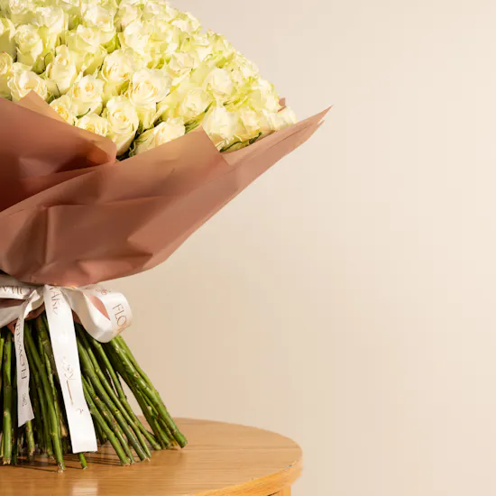 Huge White Rose Bouquet