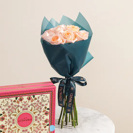 MyGovindas Fancy Sweets Medium Premium Box | Elegance Flower Bouquet