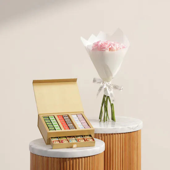 Venchi Prestige Chocoviar and Cremino Chocolate Two-Layer Gift Box | Delicate Flowers