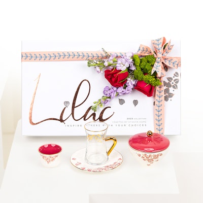 Otantik Tea and Coffee Set 19 Pieces From Lilac |  Fuchsia Rose