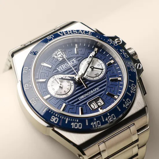 Versace Silver Greca Reaction Chronograph Men's Watch