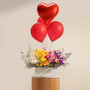 Magic Love Flower Box with Balloons