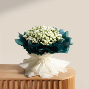 Pure White Baby Roses Bouquet | 75 Flowers