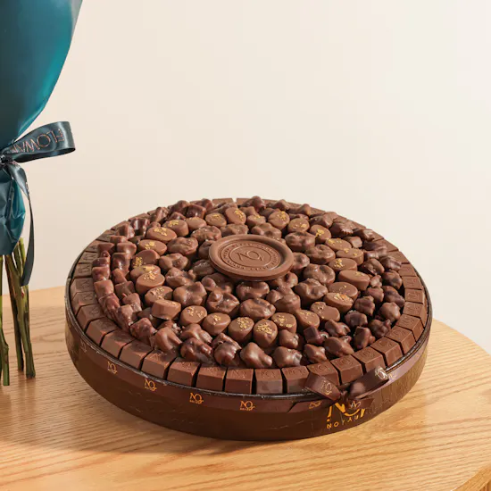 Nor Noyau Large Bologna Brown Chocolate Tray | Special Flower Bouquet