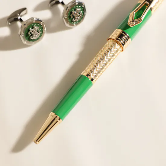 Roberto Cavalli Green Pen and Cufflinks Men's Set