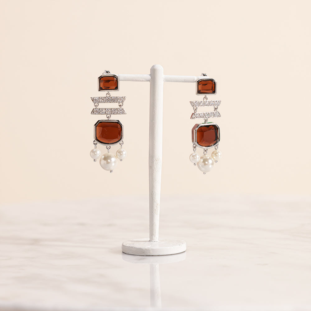 Floward Jellyfish Silver Earring | Brown