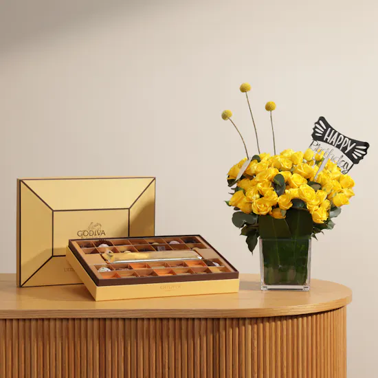 Godiva Ultimate Collection Chocolates Box | Birthday Flower Vase