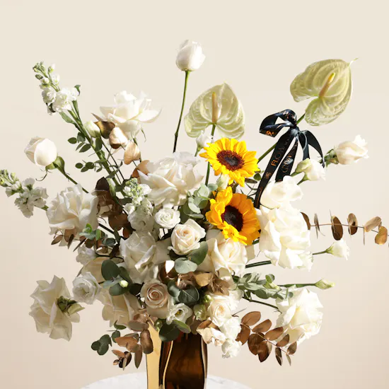 Sunlit Ivory Flowers Vase
