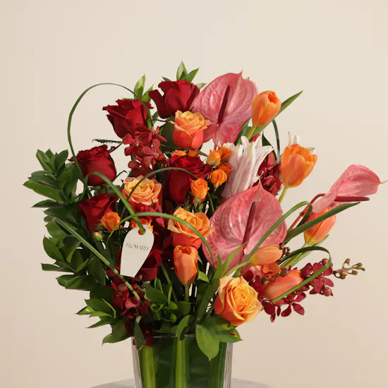 Golden Sunset Bloom Flowers Vase