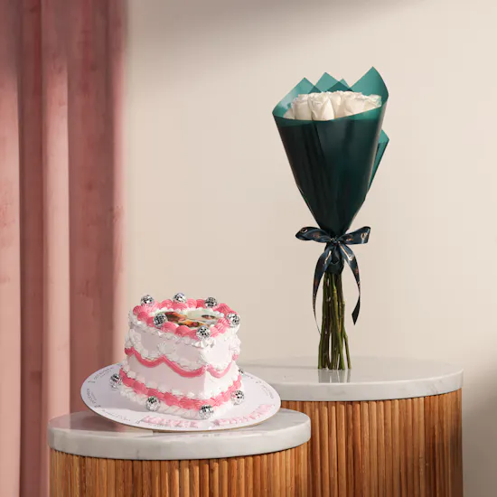 December Cake Personalized Photo Heart-Shaped Birthday Cake | Garden of Calm Flowers