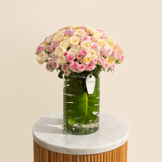 Soft Whisper Baby Roses Vase