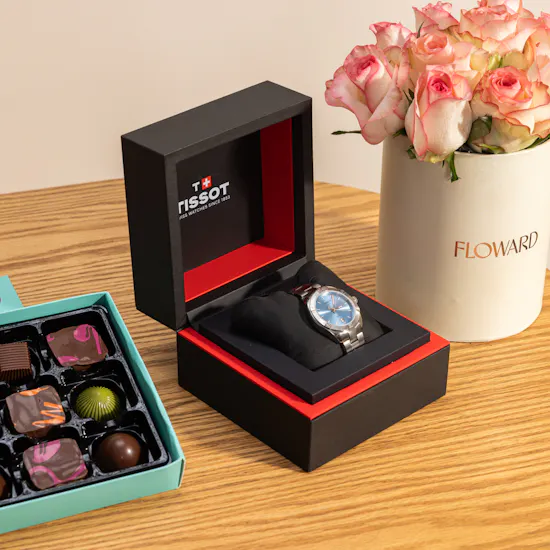 Tissot PR 100 Lady Sport Chic Women's Watch | Moko Crunch Chocolate Box with Flowers