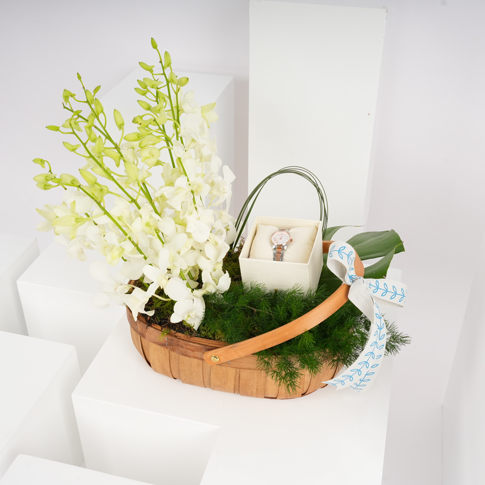 ساعة الستانلس ستيل للنساء من افاليري | سلة الاوركيد