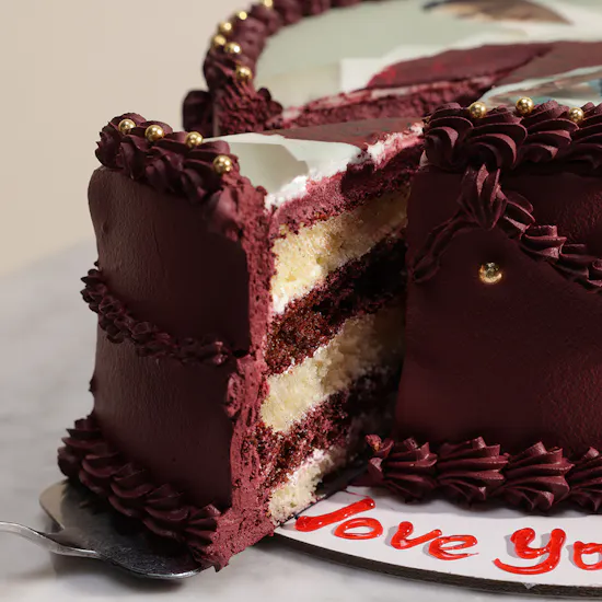Mister Baker Personalized Maroon Photo Cake