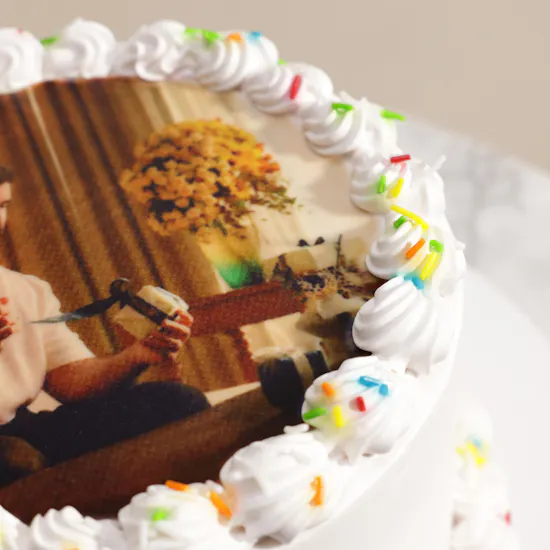 Mister Baker Personalized White Photo Cake with Sprinkles