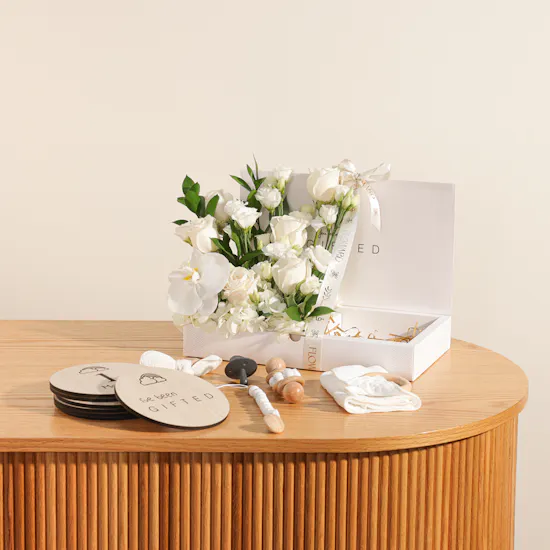 Gifted White Baby Born Set | Welcome Blooms