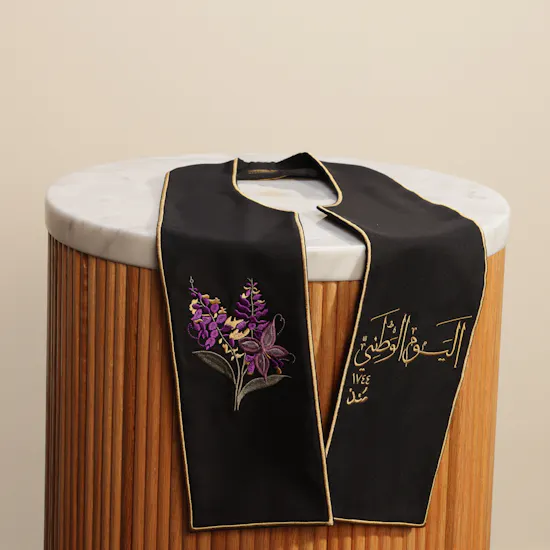 Saaf Orchid National Day Embroidered Black Shawl