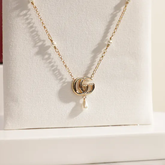 Gucci GG Marmont Gold Tone Plated Pendant Necklace