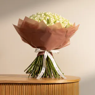 Radiant White Rose Bouquet