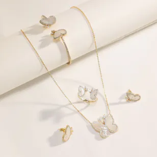 Alvira Butterfly Zerconia Gold Plated Jewelry Set