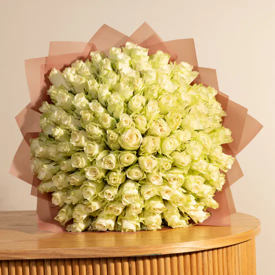 Stunning White Roses Bouquet | 150 Flowers