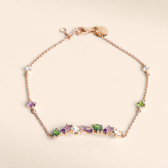 Damas Fireworks Fiesta Diamond and Precious Gem Rose Gold Bracelet