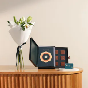 Floward Card 100 KWD and Chocolate Box | Pure Lily Bouquet 