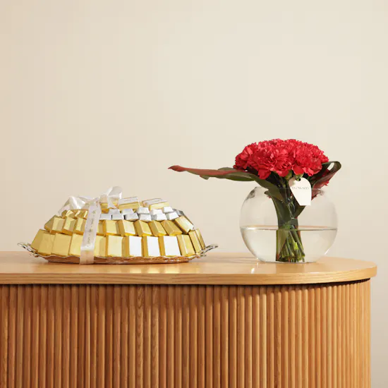 Linne Golden and Silver Assorted Chocolate Tray | Gentle Treat Flowers