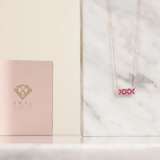 Amal Al Majed Pink Three Flower Toleen Necklace | Whispering Flowers
