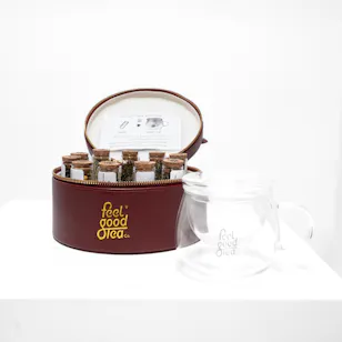 Feel Good Tea Burghandy Color Leather Tea Bag Set Feel Good Tea Burghandy Color Leather Tea Bag Set