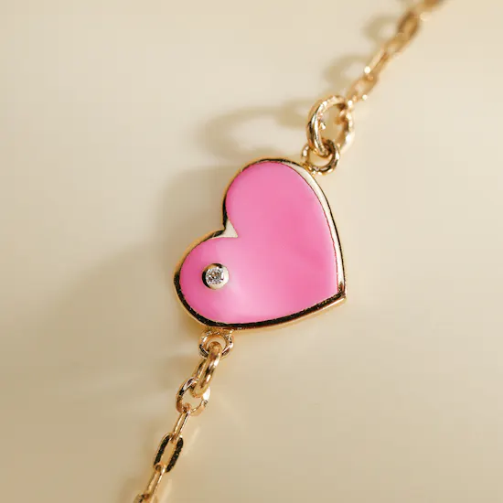 Baby Chic by Izmirain Pink Heart Diamond Baby Bracelet