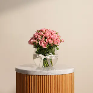 Pink Baby Rose Vase | 35 Flowers