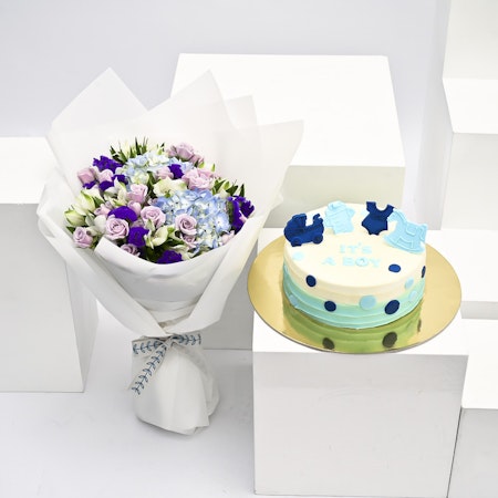 Helens Baby Boy Cake | Flowers