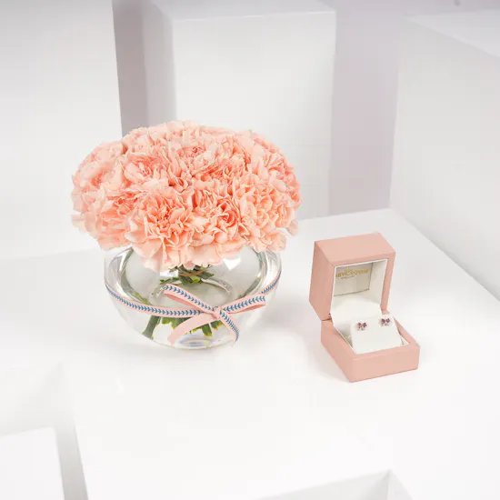 Baby Crown Flower Diamond Baby Earring | Carnation Vase