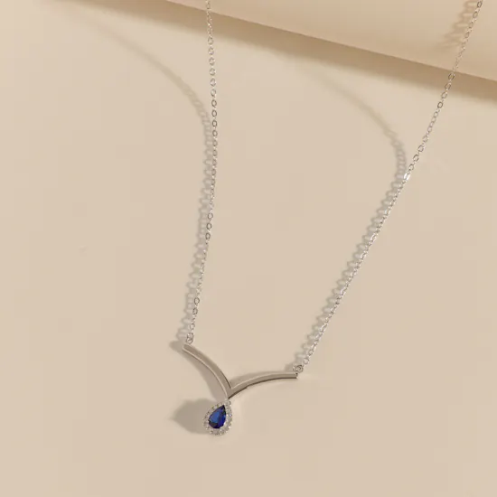Floward Raindrop Sapphire Stone Necklace