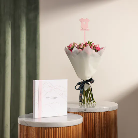 Sweetzerland Luxury Chocolate Box | Baby Girl Flowers Bouquet